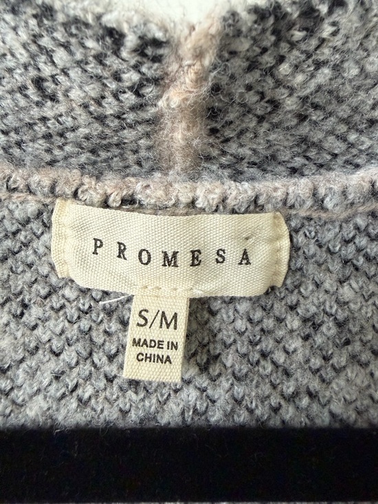 Promesa Abstract Mountain Long Open-Front Sweater Cardigan Coat S/M - Picture 6 of 10